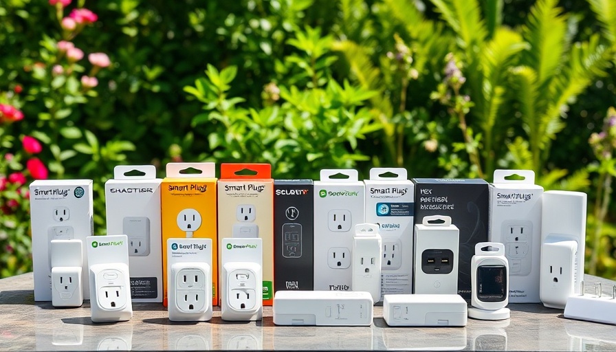 Assortment of best smart plugs displayed outdoors in sunlight.