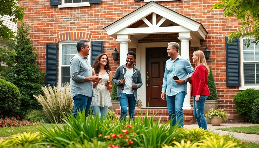 Young family buying their first home, meeting real estate agent.