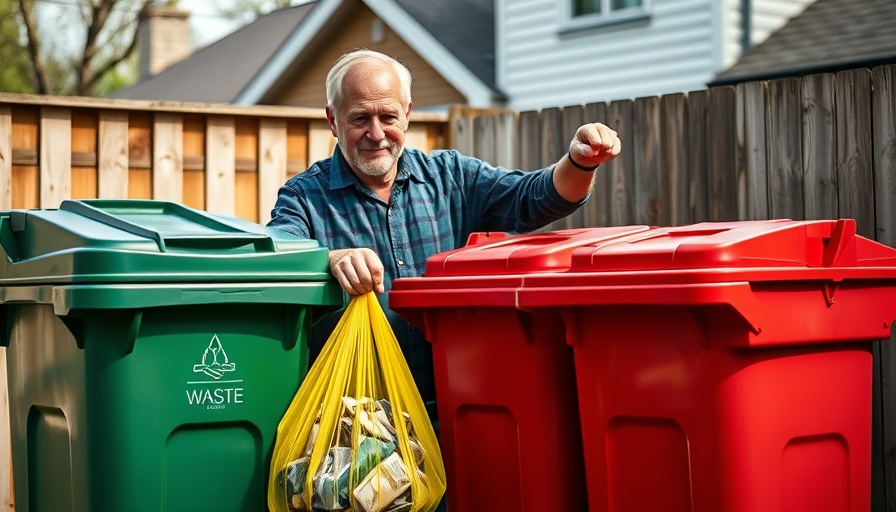 Man participating in green bin trend Australia by disposing of waste.
