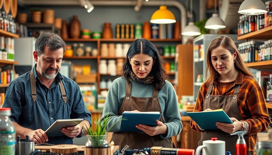 Small business owners enhancing Australian shop spaces, focused work environments.