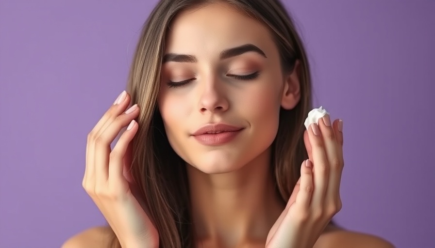 Young woman applying face cream, promoting Hirudoid for cosmetic clinics.