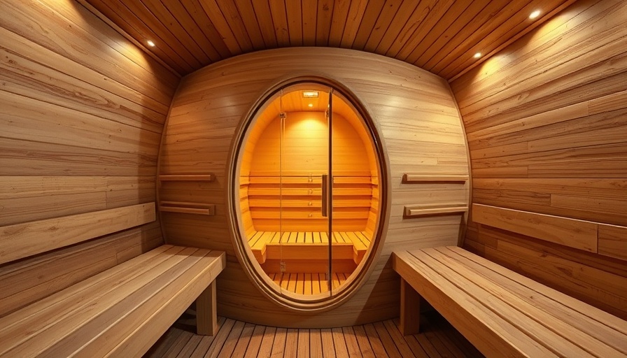 Modern sauna with a sleek heater and wood interior.