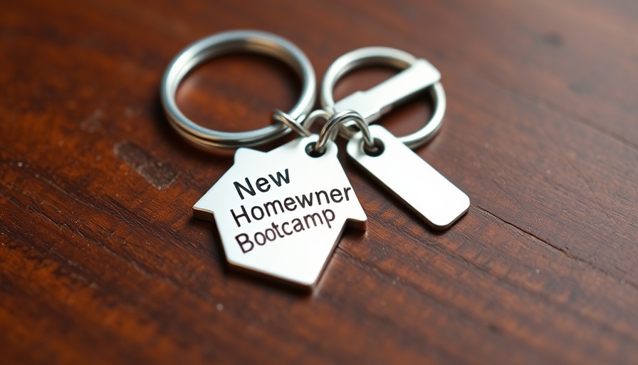 New Homeowner Bootcamp keychain featuring house charm.