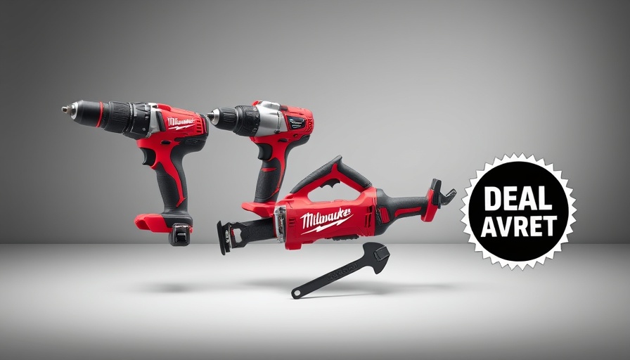 Milwaukee power tools displayed in Labor Day deals announcement