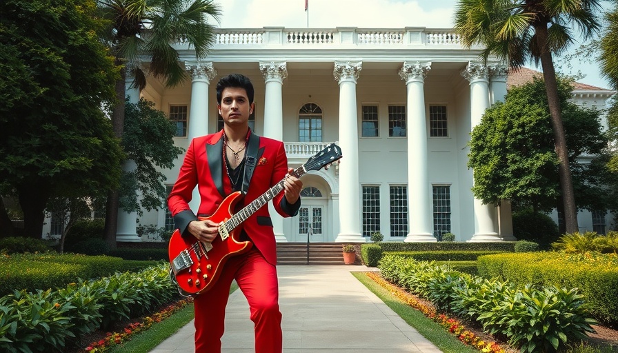 Elvis Presley beside Graceland mansion highlighting financial struggles.