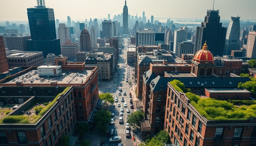 Stunning view of New York skyline and streets from above, highlighting urban life.