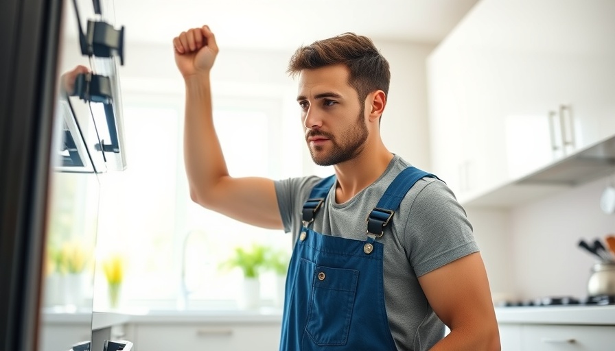 Installing new kitchen appliances in older homes - man fitting oven.