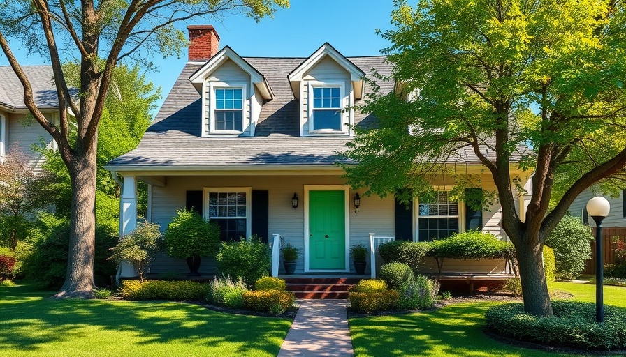 Traditional suburban house with green door, symbolizing proof of funds letter.