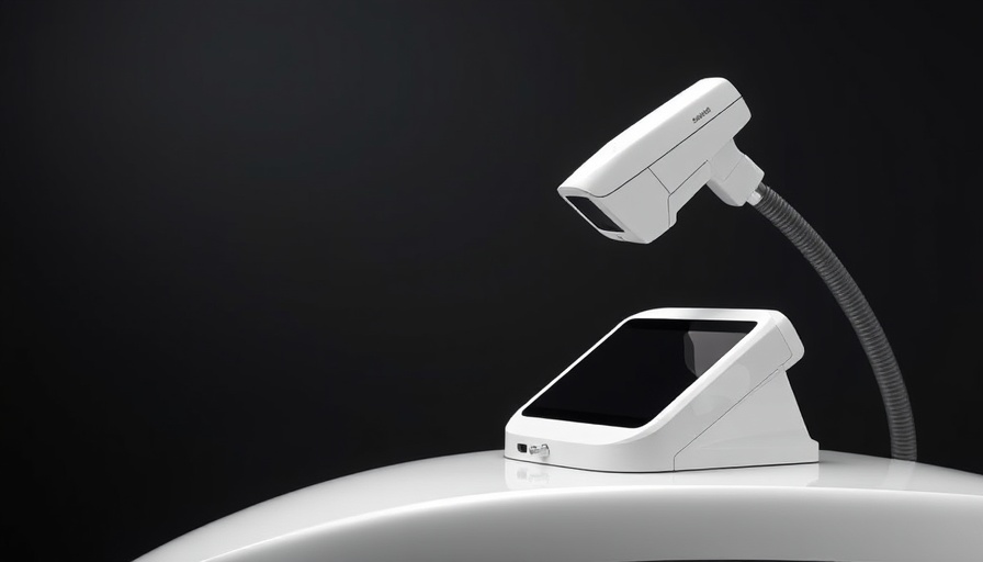 Sleek advanced aesthetic laser machine against dark gradient.