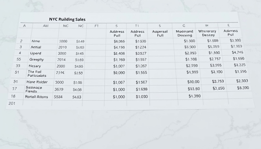 NYC Retail Building Sales data table with addresses and prices.