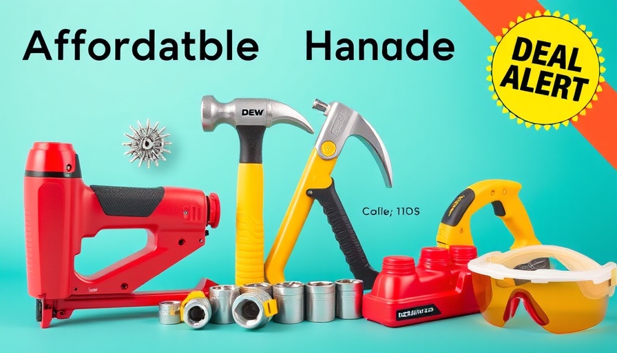 Labor Day Tool Deals Under $15: Vibrant collage of hand tools.