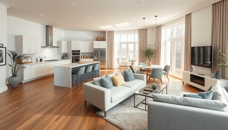Open-concept modern living room highlighting Waterfront Luxury Living in Jupiter.