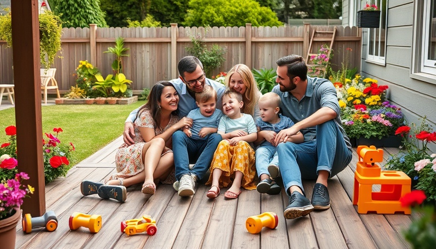 Family enjoying backyard, discussing rising cost of decking.