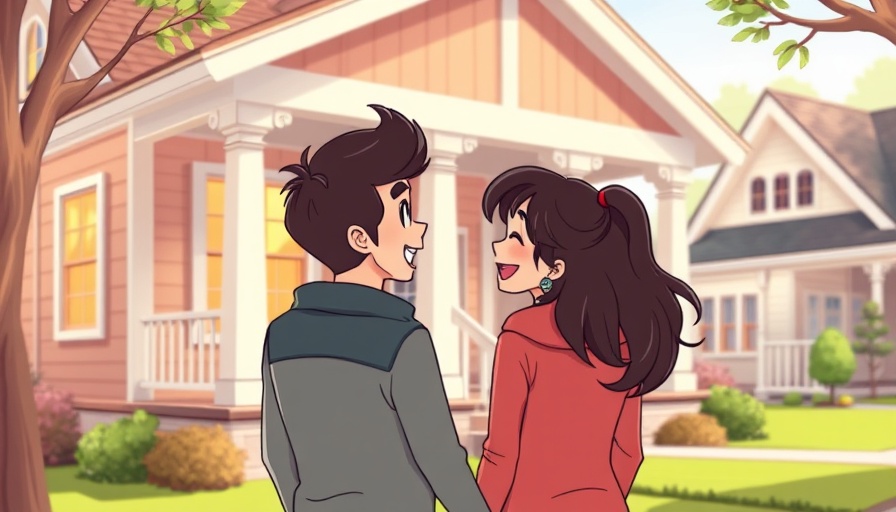 Couple excitedly viewing house, mortgage rates drop for homebuyers.