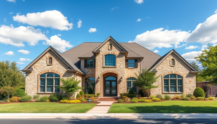 Classic suburban house for selling a house 'as is' in Denver, stone facade, arched windows.