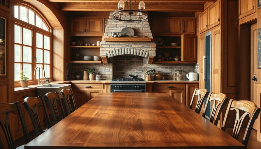 Rustic kitchen with easy kitchen table finish and bright lighting.