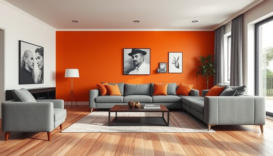 Professional Painters Transform Living Spaces with a vibrant orange wall and sleek decor.