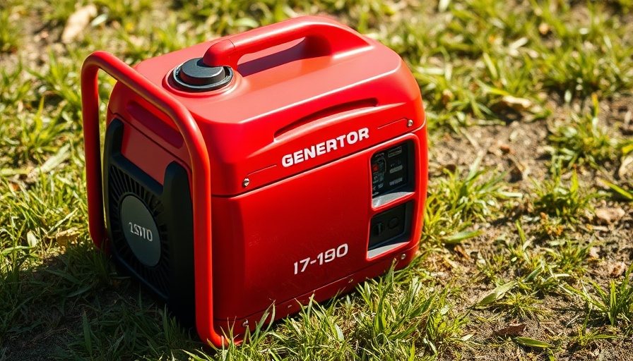 Compact red generator on grass under sunlight, quiet generators for home use.