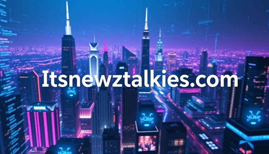 Futuristic digital concept with Itsnewztalkies.com text.