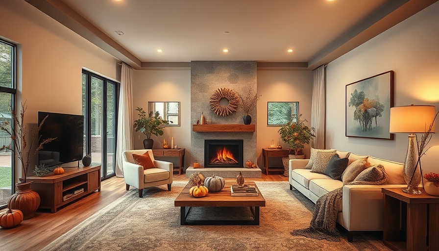 Modern living room with 2025 fall decor trends and cozy ambiance.