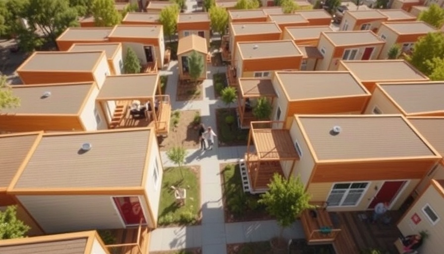 Micro-communities for Sacramento homelessness: peaceful outdoor space with modular homes.