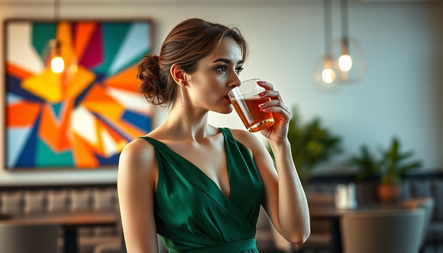 Elegant woman enjoying Sparkling Citrus Punch for Events.