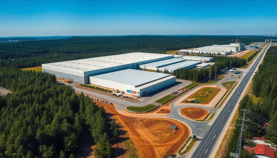 Aerial image of industrial complex and forest linked to EJF Capital Refinancing Deal.