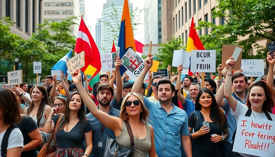Feeling Helpless in Today's Crisis: Diverse protesters holding signs in urban street.
