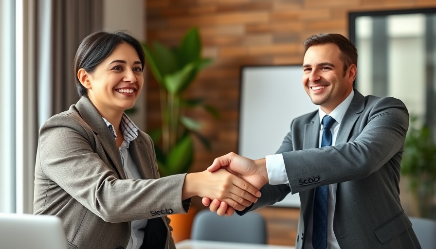 Mortgage broker in office shaking hands, Refinance Your Commercial Property Investments.