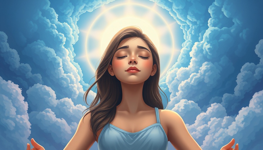 Mindfulness meditation for chronic illness in a serene cartoon setting.