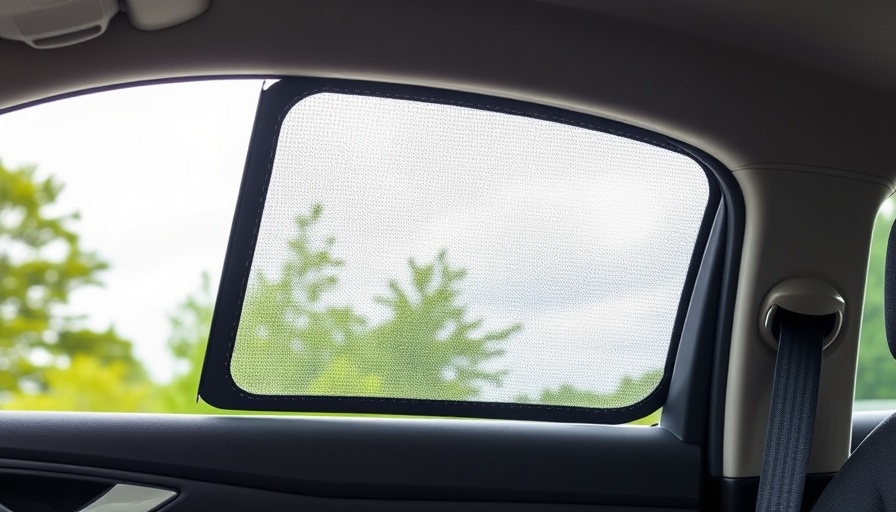 Close-up of car window mesh sun shade showing benefits.