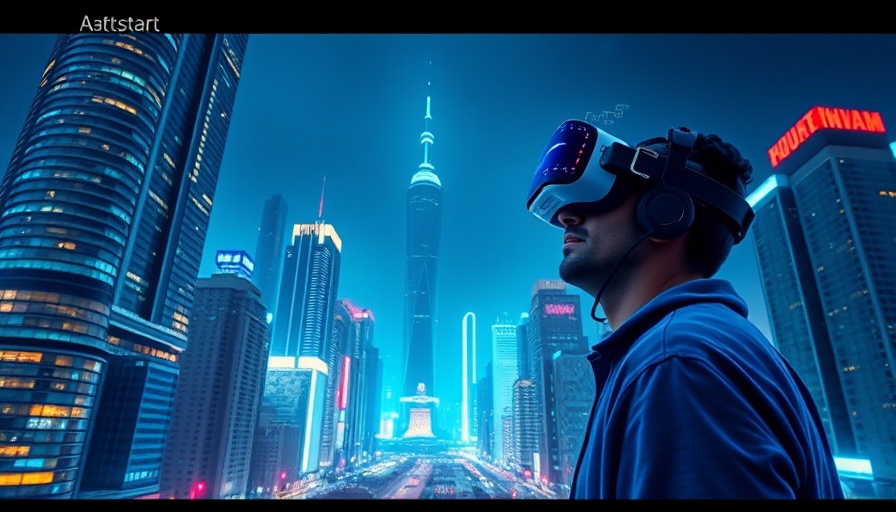 Smart automation for DIY homeowners concept in a futuristic cityscape with VR tech.