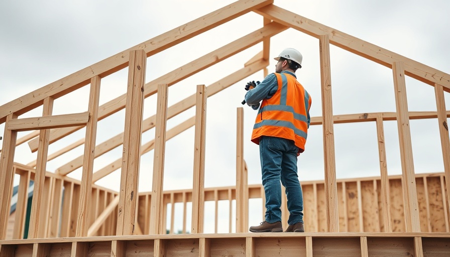 Construction worker examines new building frame addressing Canada housing crisis solutions.
