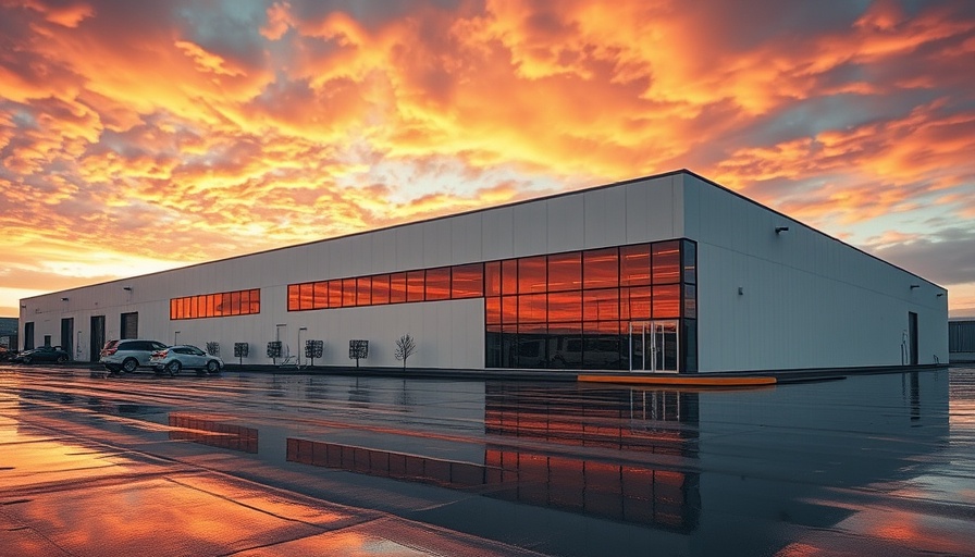 Las Vegas Industrial Development at sunset, sleek white building