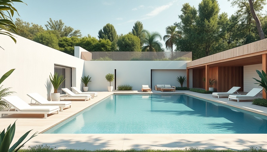 Modern sustainable sanctuary in Santa Monica with pool and loungers.