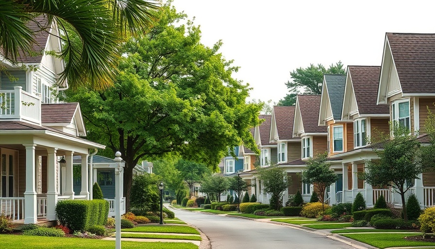 Charming suburban street showcasing bedroom community benefits and drawbacks.