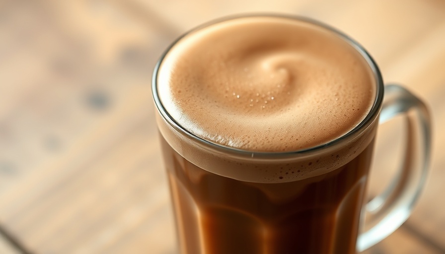 Starbucks Protein Cold Foam on iced coffee, close-up view