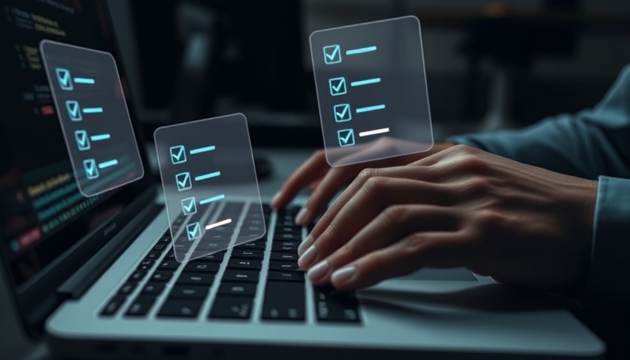 Typing on laptop with holograms - Cybersecurity Awareness Month tips