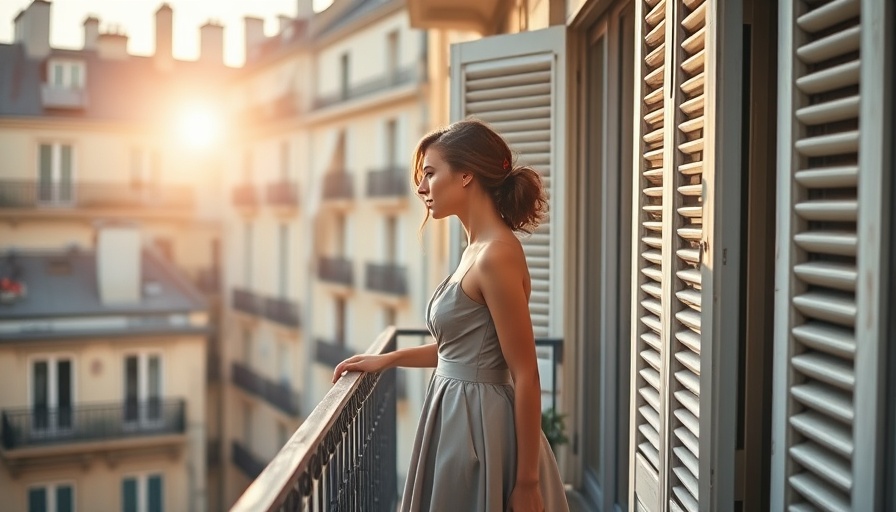 Woman embracing Paris fashion trends on a Parisian balcony.