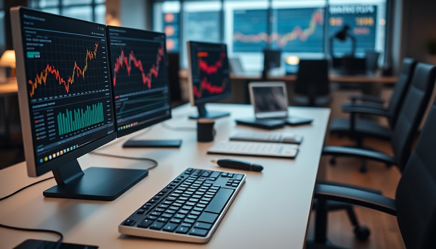 Modern office desk with financial graphs for income stocks evaluation.