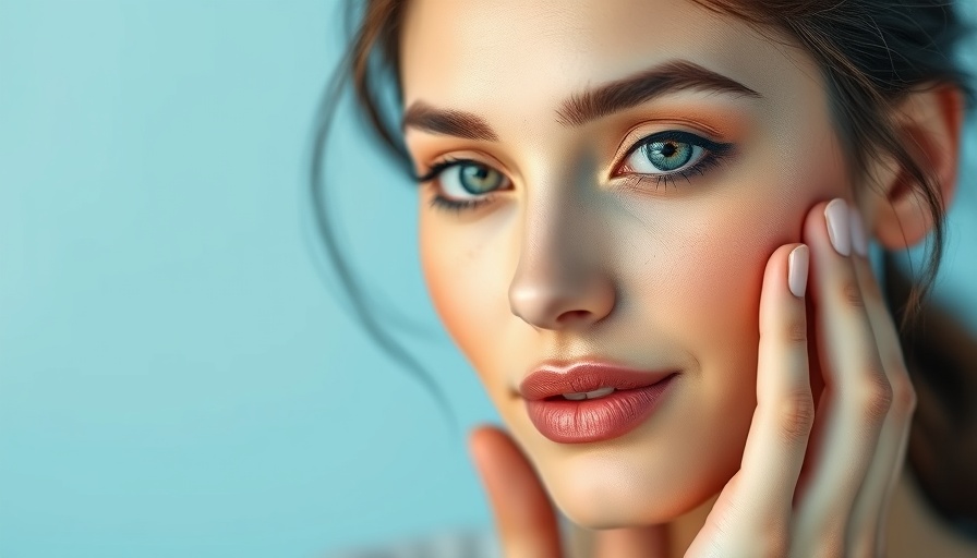 Ilissa by Gold, MD skincare model gently touching her face.