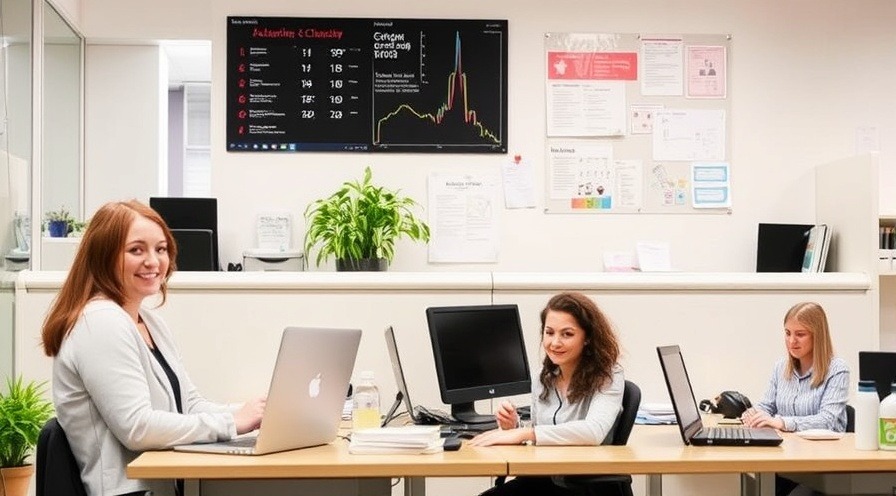 Professional employee office and clerical scene with focused staff
