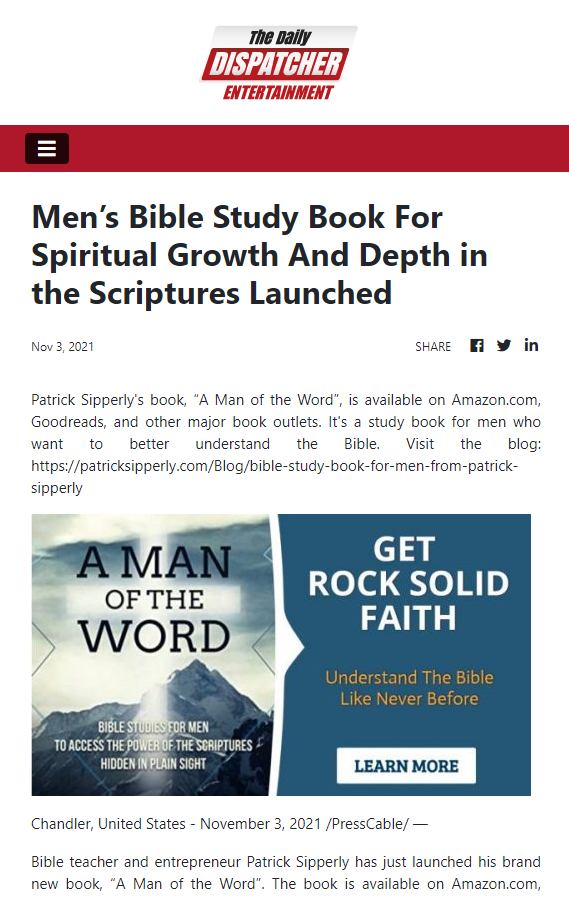 Mens Bible Study Book in the News