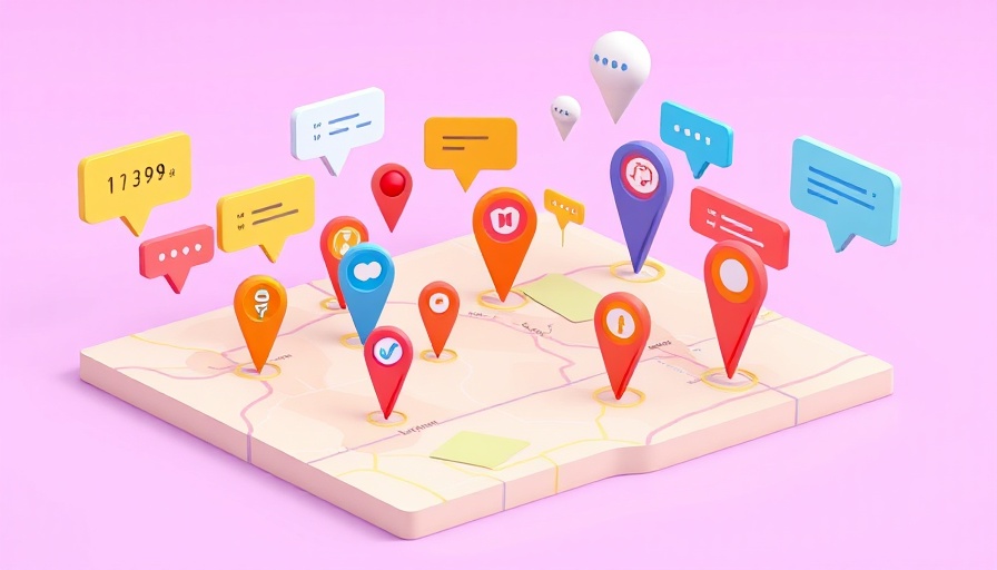 3D digital map with colorful pins and icons for Ask Maps.