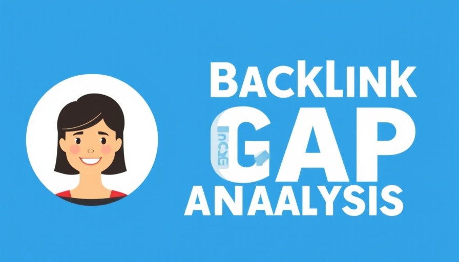 Backlink gap analysis guide with portrait and blue background.