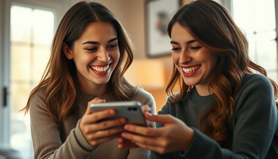 Two women sharing a joyful moment with a phone, embracing authenticity.