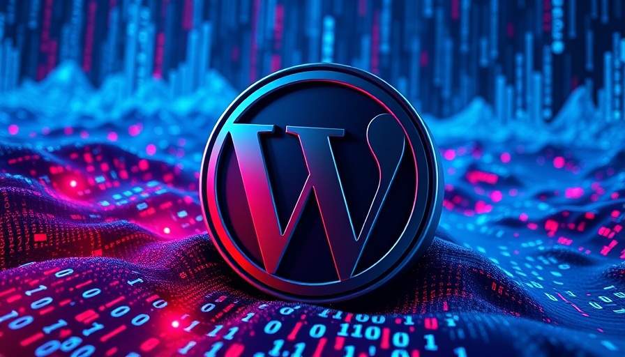 WordPress logo with binary code implying adaptability and change.