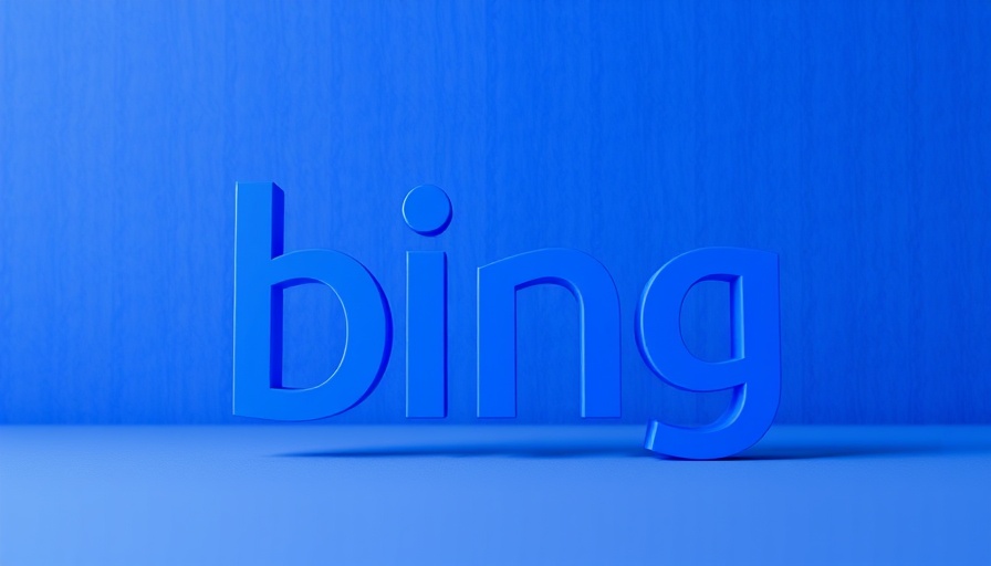 3D Bing logo, minimalistic style, soft blue background.