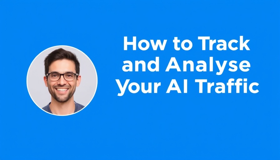 Blog cover on tracking AI traffic strategies, blue background.