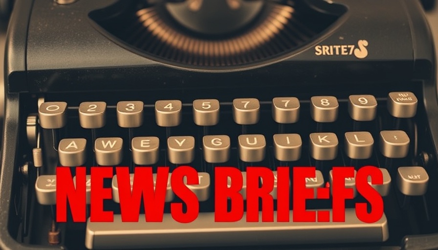 SDA community news updates typewriter with news briefs text.